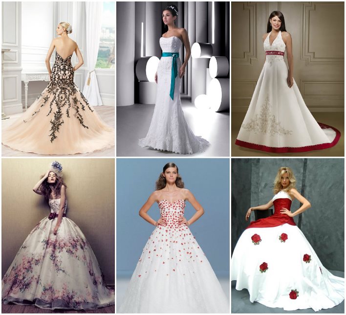 Цветной декор платья невесты
