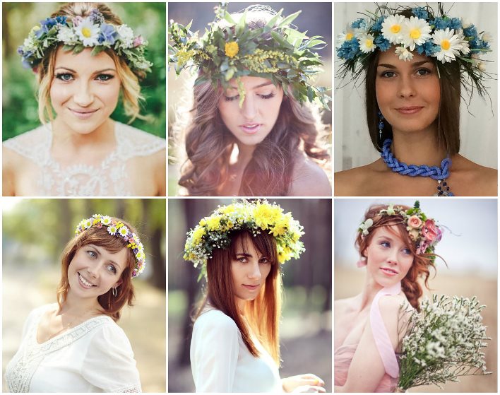 Свадебные украшения для волос с полевыми цветами