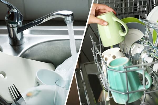 Мытье посуды вручную и в посудомойке